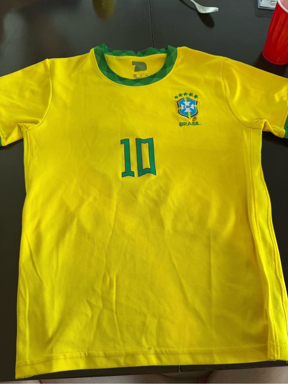 Brazil Pele National Team Kids Yellow Soccer Jersey